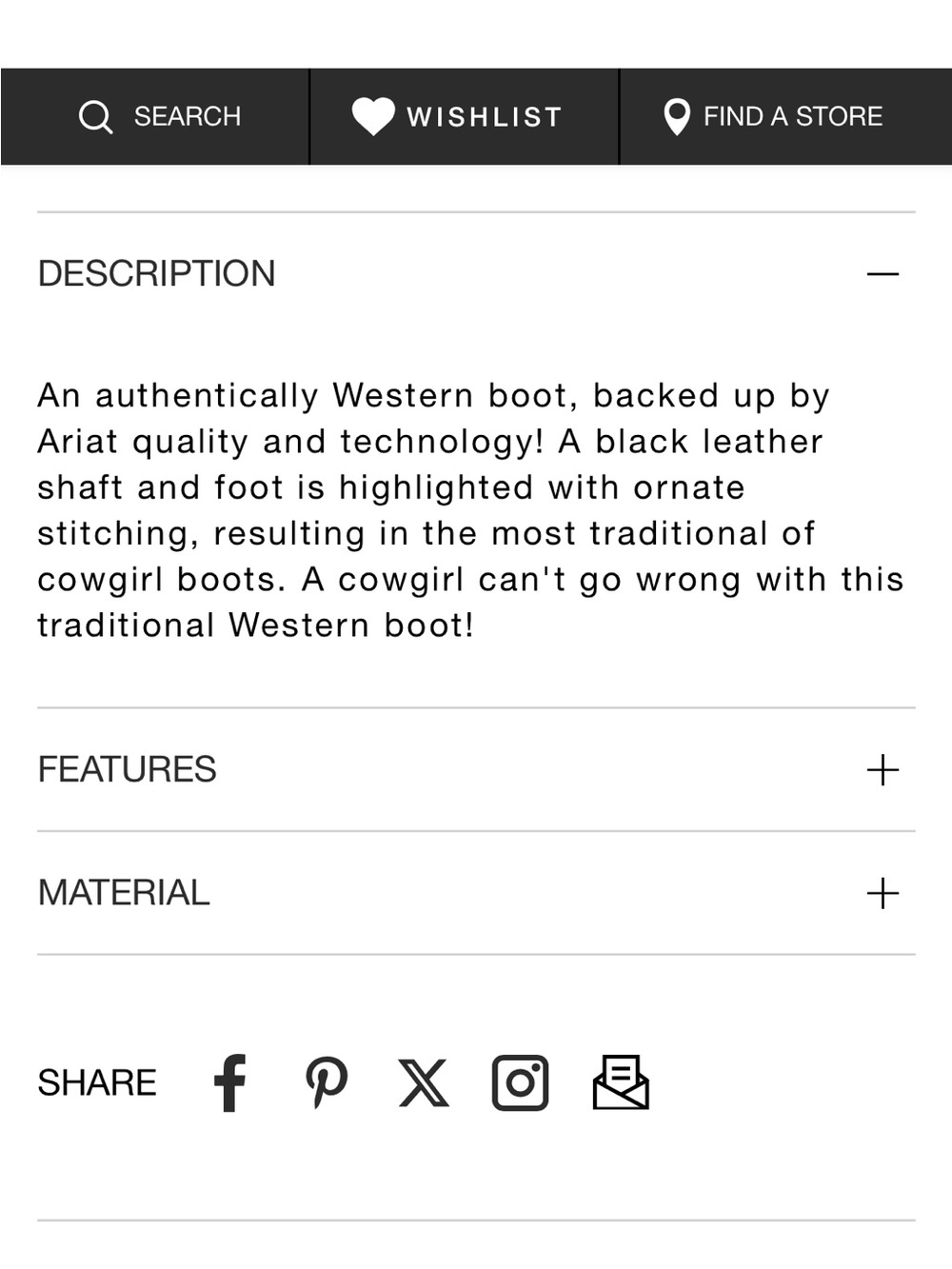Ariat Black Embroidered Western Mid-Calf Boots - Picture 9 of 10